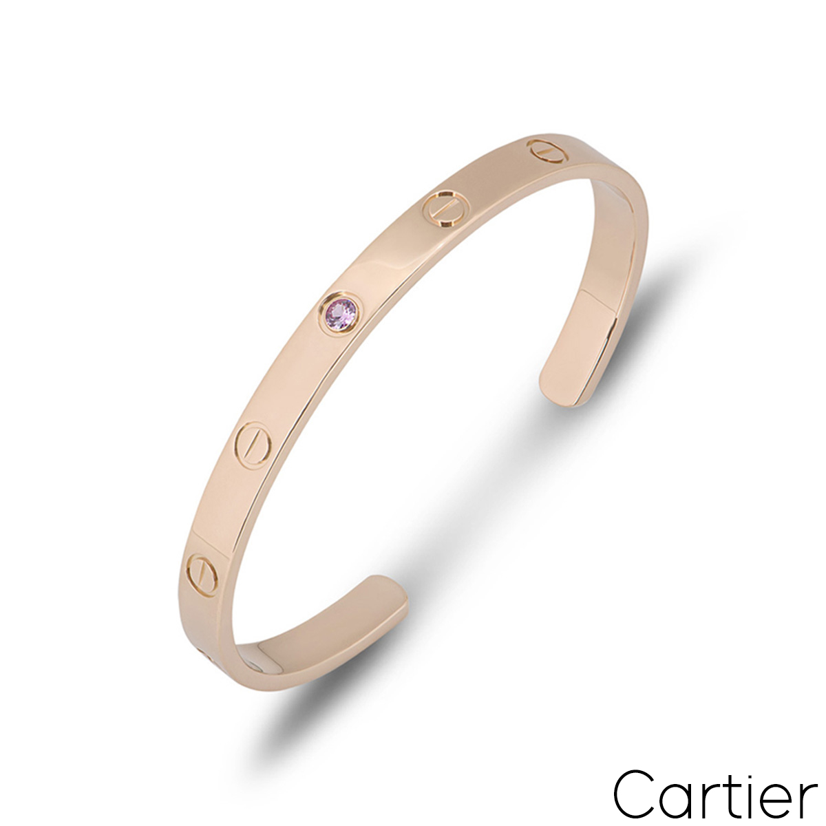 Cartier Rose Gold Pink Sapphire Cuff Love Bracelet Size 18 B6030018 Cartier Rose Gold Pink Sapphire Cuff Love Bracelet Size 18 B6030018